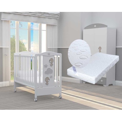 Bambino Casa Бебешко легло Bambino Casa - Giochi divertenti, бял + подарък матрак Primavera (202525)