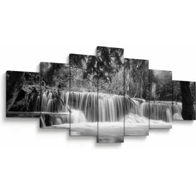 Obraz - Čiernobiely vodopád, sedemdielne 210x100 cm