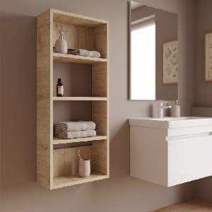 TopMebel Рафт за стена Rafina TopMebel от меламин в цвят сапфирен дъб 40x15x90cm