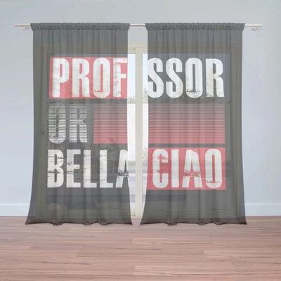 Sablio Záclony La Casa de Papel Professor or Bella Ciao motív 3: 2ks 150x250cm