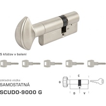 AGB - Vložka SCUDO 9000 S G obojstranná cylindrická vložka 40+30 mm + 5x kľúč, NIM Nikel matný