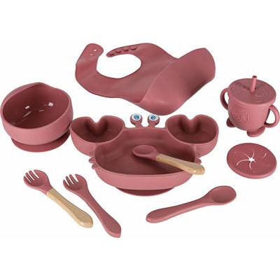 KIK KX4526 Silikonová sada nádobí pro děti tmavě růžová 9 ks