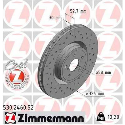 ZIMMERMANN Brzdový kotúč 530246052