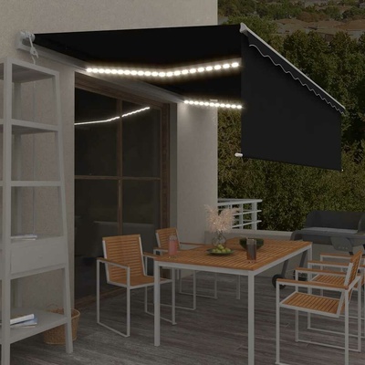 vidaXL Automatická markýza roleta LED a senzor větru 5x3 m antracitová