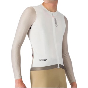 Castelli Мъжка фланелка с дълъг ръкав за колоездене Castelli Corretto L/S Jersey Cycling jersey - Ivory / Clay-Black - размер M (056-3887-0313)