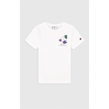 Champion Юношеска тениска с щампа Champion Graphic Print Crew Tee Juniors - White