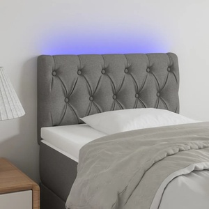 vidaXL LED горна табла за легло, тъмносива, 80x7x78/88 см, плат (3121923)