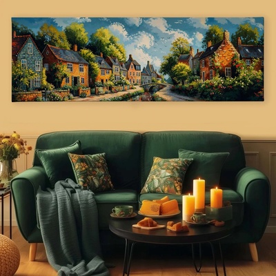 Obraz na plátně - U klidné říčky v Orense FeelHappy.cz Velikost obrazu (šířka x výška): 90 x 30 cm