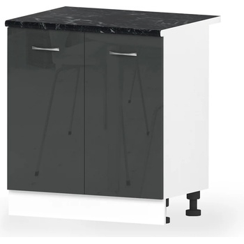 Голд - Аполо Долен кухненски шкаф с 2 врати и рафт Алис b2 80 см антрацит гланц