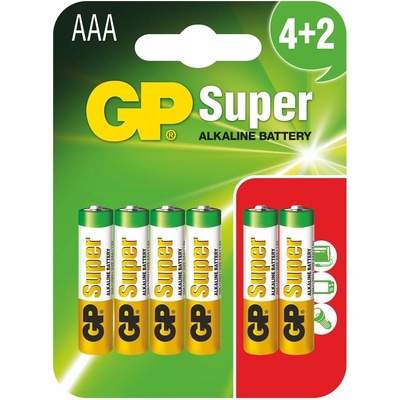 GP Batteries Алкална батерия GP LR03 AAA / 4+2 бр. в опаковка 1.5V (GP-BA-SUP-LR03-4plus2)