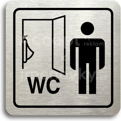 ACCEPT Piktogram WC muži pisoár - stříbrná tabulka - černý tisk