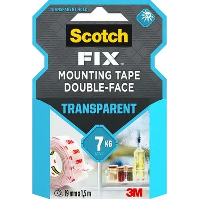 3M Самозалепваща лента, прозрачна, двустранна, 19 mm x 1, 5 m, 3M SCOTCH "Transparent" 7100261816 (7100261816)