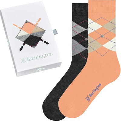 Burlington dámska darčeková sada Gift Box Argyle 2-Pack Peach Black