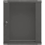 Lanberg Rack Cabinet, 19" wall-mount 12U/540x350 (flat pack) with glass door, Black (WF03-5312-10B) - gtcomputers