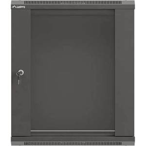 Lanberg Rack Cabinet, 19" wall-mount 12U/540x350 (flat pack) with glass door, Black (WF03-5312-10B) - gtcomputers