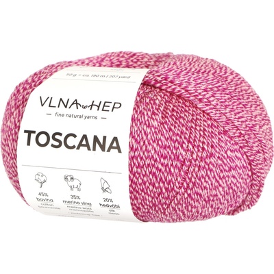 Vlna-hep Příze Toscana - jemná přírodní příze - bavlna, merino vlna, hedvábí Toscana: 142360 Festival Fuchsia