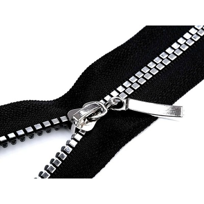 Stoklasa Kostěný zip No 5 délka 40 cm čtvercové zuby Balení: 1 ks, Varianta: 1 (322) černá stříbrná 1 (322) černá stříbrná