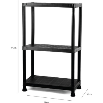 Smart storage СТЕЛАЖ PVC SMART STORAGE 96x60x30 3 РАФТА 20кг НА РАФТ ЧЕРЕН (1806030320PLBK)
