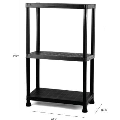 Smart storage СТЕЛАЖ PVC SMART STORAGE 96x60x30 3 РАФТА 20кг НА РАФТ ЧЕРЕН (1806030320PLBK)