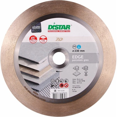 Distar Řezný kotouč na slinutou dlažbu pod úhlem 1A1R EDGE 230x1,4x25x25,4mm