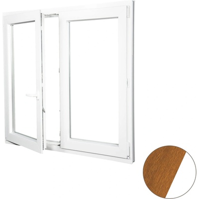 Aluplast Plastové okno dvoukřídlé zlatý dub/bílé 1100 x 1100 mm Levé, Dvojsklo Ug= 1,1