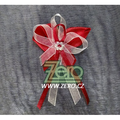 Vonička (vývazek) svatební - bordó-červená s perlovým květem