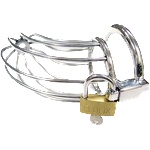 Rouge Stainless Steel Chasity Cock Cage with Padlock