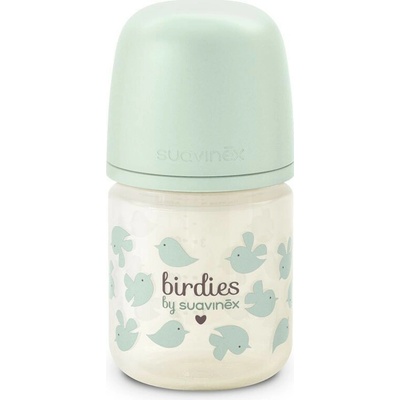 Suavinex fľaša sklenená Birdies fyziologická SX Pro XS zelená 120 ml