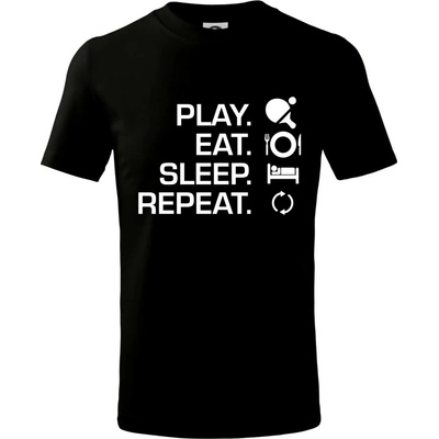 Stolný tenis eat sleep tričko detské čierna