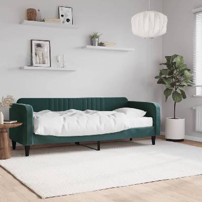 vidaXL Válenda s matrací tmavě zelená samet