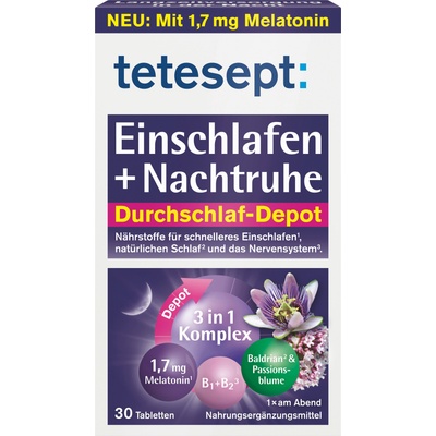 tetesept Заспиване + нощен покой - 30 таблетки