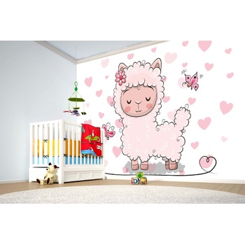 DIMEX ART s. r. o Самозалепваща се флизелинова фототапета розови овце 375 x 250 см