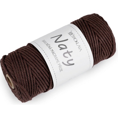 Bavlněná pletací příze macrame Naty Ø3 mm rozčesávací hnědá 1 ks