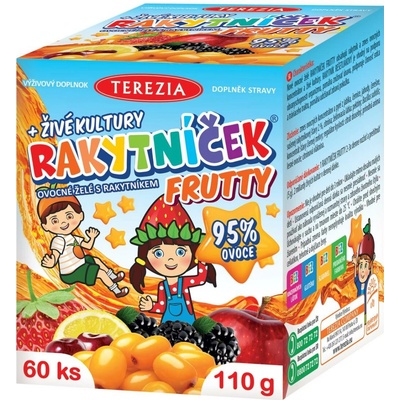 Rakytníček Frutty + živé kultury ovocné želé 60 bonbónů
