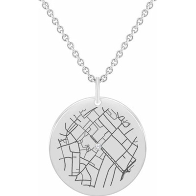 Eppi Strieborný disk s diamantom a mapou podľa vášho výberu Florian P43077