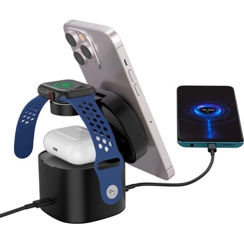 Image 1 of CANYON Зарядно за телефон Canyon CNS-WCS405B 4 in 1 Wireless Charging Stand, 30W max, with 65W charger and 1M cable, black (CNS-WCS405B)