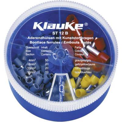 Klauke ST12B sada dutiniek 4 mm², 6 mm², 10 mm², 16 mm² čiastočne izolované sivá, žltá, červená, modrá 100 dielov