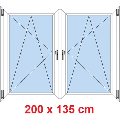 Soft Dvoukřídlé plastové okno 200x135 cm OS+OS se sloupkem Bílá