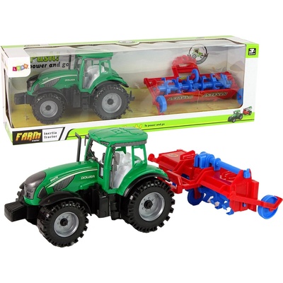 LEANToys Import Traktor s pluhem Třecí pohon Červený