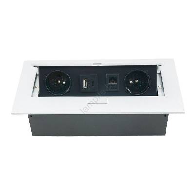 Накланящ се контакт 2x 230V + USB-A 3, 1A + USB-C 15, 5W + RJ45 230V (FK0224)