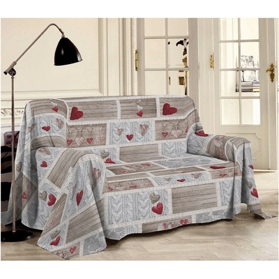 Mondo Italia Přikrývka na gauč Shabby love rudá Rudá 250x290 cm