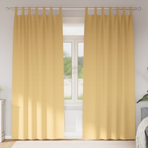 Pure Line Home Плътни завеси в цвят охра с текстилни гайки (уши), 2 бр. , 140 x 245 см