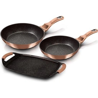 Berlingerhaus Sada pánví s mramorovým povrchem 3 ks Rosegold Metallic Line