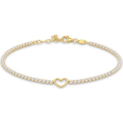 MINET Elegantní zlatý náramek srdce se zirkonem JMG0367WGB19
