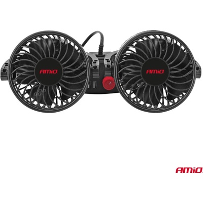 Ventilátor do auta na opěrku hlavy s USB nabíječkou 2x4" 12V