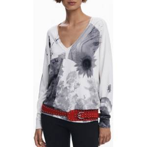 Desigual Дамски пуловер desigual, Размер xs, Цвят Бяло (25wwjf15_bi1000)