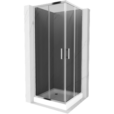 Mexen Rio квадратна душ кабина 80 x 80 см, графит, хром + корито, бял (860-080-080-01-40-4510)
