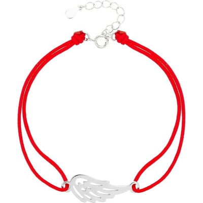 Bealio 09313 stříbrný náramek ANDĚLSKÉ KŘÍDLO shamballa provázek 17+3 cm 03-09313-2909