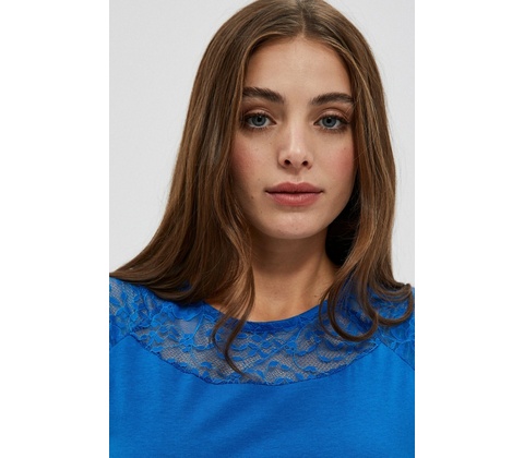 Blouse with lace modrá