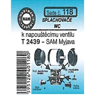 HARTMAN těsnění splachovače WC k napouštěcímu ventilu T 2439, sada č. 118